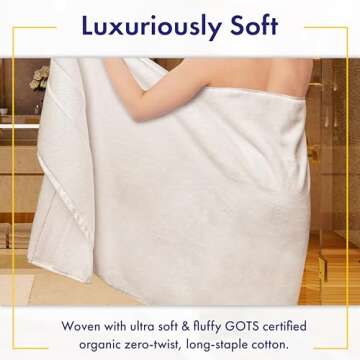 100% Organic Zero-Twist Cotton Towels - G0TS Certified Luxury Bath Towels - Ultra Soft & Plush 700GSM Long-Staple Cotton - 6 Piece Towel Set (White)