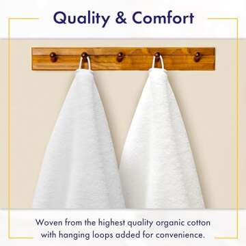 100% Organic Zero-Twist Cotton Towels - G0TS Certified Luxury Bath Towels - Ultra Soft & Plush 700GSM Long-Staple Cotton - 6 Piece Towel Set (White)