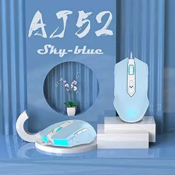 Lomiluskr AJ52 RGB Wired Gaming Mouse, 7 Programmable Buttons, Computer Mice with RGB Lighting, 200-...