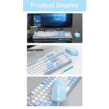 Lomiluskr AJ52 RGB Wired Gaming Mouse, 7 Programmable Buttons, Computer Mice with RGB Lighting, 200-4800 DPI Adjustable, for PC/Laptop (SkyBlue)