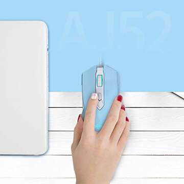 Lomiluskr AJ52 RGB Wired Gaming Mouse, 7 Programmable Buttons, Computer Mice with RGB Lighting, 200-4800 DPI Adjustable, for PC/Laptop (SkyBlue)