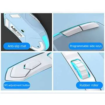 Lomiluskr AJ52 RGB Wired Gaming Mouse, 7 Programmable Buttons, Computer Mice with RGB Lighting, 200-4800 DPI Adjustable, for PC/Laptop (SkyBlue)