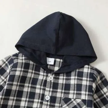 Plaid Hoodie and Pants Set for Baby Boys