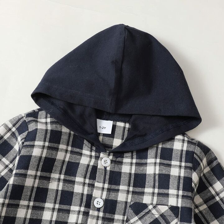 Plaid Hoodie and Pants Set for Baby Boys
