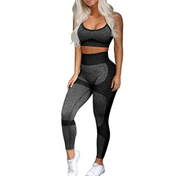 OQQ Seamless Women's Workout Set with Sport Bra & Leggings