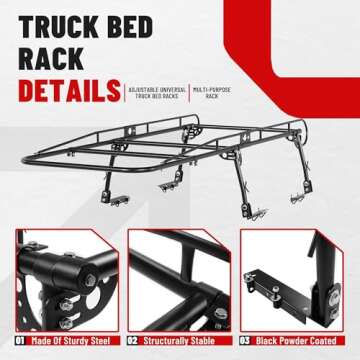 ECOTRIC Adjustable Truck Bed Rack for Heavy Loads