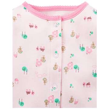 Simple Joys by Carter's Baby Girls' Cotton Snap Footed Sleep and Play, Pack of 2, Mint Green Owls/Pi...