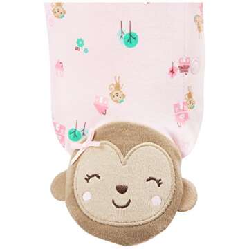 Simple Joys by Carter's Baby Girls' Cotton Snap Footed Sleep and Play, Pack of 2, Mint Green Owls/Pink Monkey, 3-6 Months