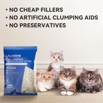 LALAHOME Clumping Cat Litter, Premium Bentonite Cat Litter Sodium-Based, Dust-Free, Strong Durability, Odor Control, Natural Mineral Formula Cat Litter for RealScooper - 15 lb. Box