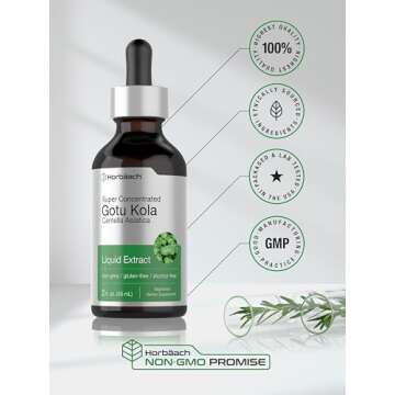 Horbäach Gotu Kola Extract | 2 fl oz | Alcohol Free | Super Concentrated Liquid Herb Supplement | Vegetarian, Non-GMO, Gluten Free