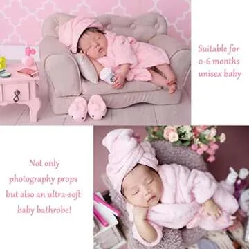M&G House Newborn Photography Props Bathrobe Outfits Baby Photoshoot Props Baby Robe Girl Baby Photo Prop Outfit Robe Newborn Costume Baby Robes 0-6 Months(Pink)