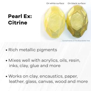Jacquard Pearl Ex Pigment Powder 0.5 oz Citrine - Loose Mica Powder for Epoxy Resin, Watercolors, Ca...