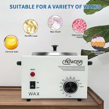 Single Professional Electric Wax Heater Machine for Hair Removal - Large Paraffin Pot with Adjustabl...