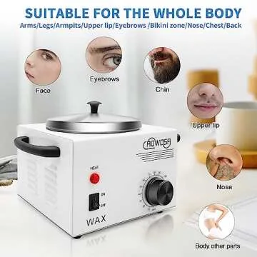Single Professional Electric Wax Heater Machine for Hair Removal - Large Paraffin Pot with Adjustable Temperature, Facial Skin Body SPA Salon Equipment, 50 Wax Sticks Included