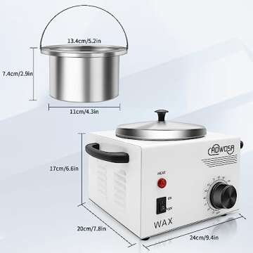 Single Professional Electric Wax Heater Machine for Hair Removal - Large Paraffin Pot with Adjustable Temperature, Facial Skin Body SPA Salon Equipment, 50 Wax Sticks Included