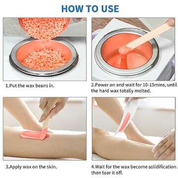 Single Professional Electric Wax Heater Machine for Hair Removal - Large Paraffin Pot with Adjustable Temperature, Facial Skin Body SPA Salon Equipment, 50 Wax Sticks Included