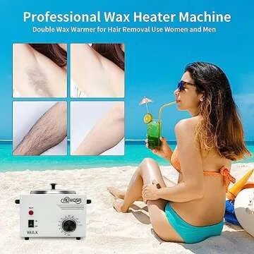 Single Professional Electric Wax Heater Machine for Hair Removal - Large Paraffin Pot with Adjustable Temperature, Facial Skin Body SPA Salon Equipment, 50 Wax Sticks Included
