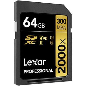 Lexar Professional 2000x 64GB SDXC UHS-II Memory Card Up to 300MB/s Read (LSD2000064G-BNNNU) Bundle w/Deco Gear Accessories Kit Including Reader & Case + LCD Screen Covers + Microfiber Cloth & More