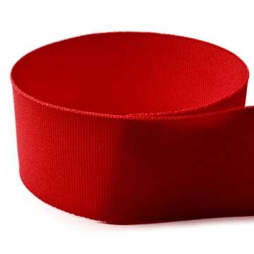 USA | American Made 2-1/4" Red Solid Grosgrain Ribbon - 20 Yards - (Multiple Widths & Yardages Avail...