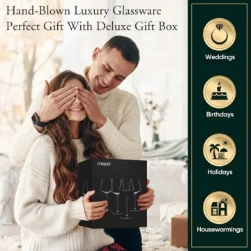 JYB&XY Hand Blown Wine Glasses Set - Perfect Gift