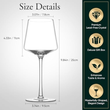 JYB&XY Hand Blown Wine Glasses Set - Perfect Gift