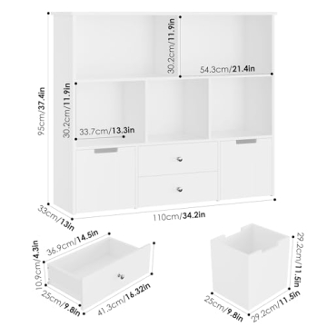 FOTOSOK Toy Organizer with Concealed Wheels & Drawers