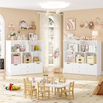 FOTOSOK Toy Organizer with Concealed Wheels & Drawers