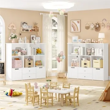 FOTOSOK Toy Organizer with Concealed Wheels & Drawers