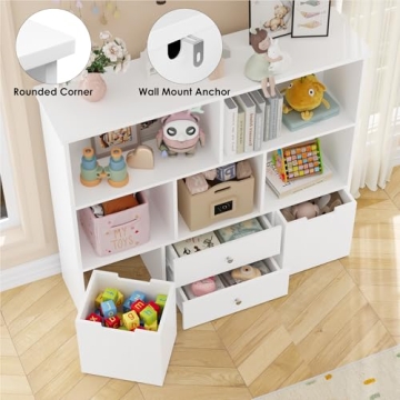 FOTOSOK Toy Organizer with Concealed Wheels & Drawers
