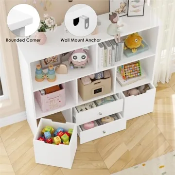 FOTOSOK Toy Organizer with Concealed Wheels & Drawers