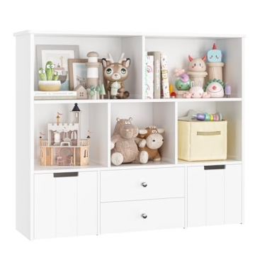 FOTOSOK Toy Organizer with Concealed Wheels & Drawers