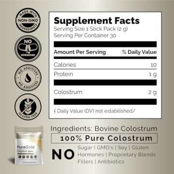 Fasted Athlete - PureGold Colostrum | Premium Grass Fed | Supports Gut Health, Skin & Hair, Muscle Recovery, Bloating, Immunity | Colostrum Supplement Powder | Unflavored, 30 Serving Packets