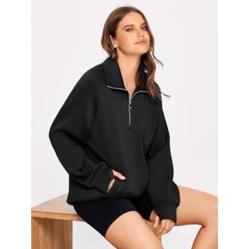 Oversized Half Zip Fleece Pullover for Women