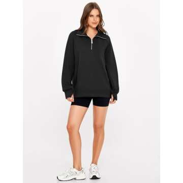 Oversized Half Zip Fleece Pullover for Women