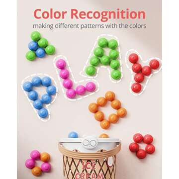 JoyCat Ice Cream Preschool Learning Activities Counting and Color Sorting Set Stacking Toys for Kids 3-5, Fine Motor Skills Toys with Safety Durability, Math Learning Resources for Toddlers 65PCS