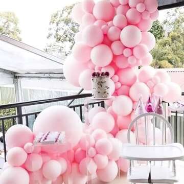 PartyWoo Pastel Pink Balloons, 85 pcs Pink Balloons Different Sizes Pack of 18 Inch 12 Inch 10 Inch 5 Inch Baby Pink Balloons for Balloon Garland Balloon Arch as Birthday Party Decorations, Pink-Q05
