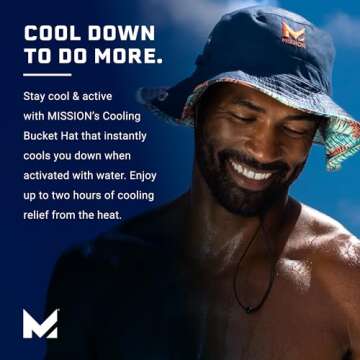 MISSION Cooling Bucket Hat, Navy - Unisex Wide-Brim Hat for Men & Women - Lightweight, Foldable & Durable - Cools Up to 2 Hours - UPF 50 Sun Protection - Machine Washable
