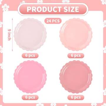 AimFun Pink Scalloped Disposable Party Plates - Elegant Tableware for Events