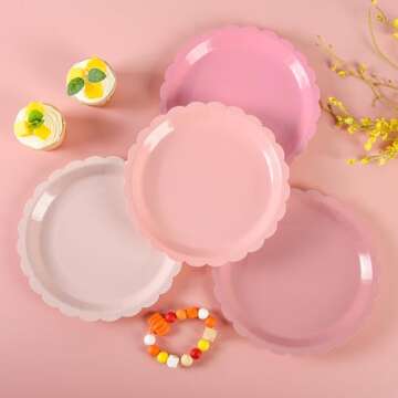 AimFun Pink Scalloped Party Plates for Elegant Occasions
