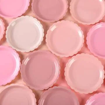 AimFun Pink Scalloped Party Plates for Elegant Occasions