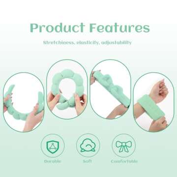 ATROCH Spa Headband & Wristband Set，Makeup & Skincare Headbands for Washing Face，Face Wash Head band for Women，Cute Hair Band for Girls 4 Pcs