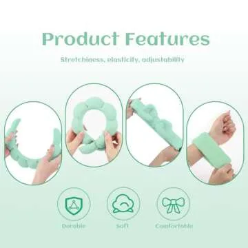 ATROCH Spa Headband & Wristband Set，Makeup & Skincare Headbands for Washing Face，Face Wash Head band for Women，Cute Hair Band for Girls 4 Pcs