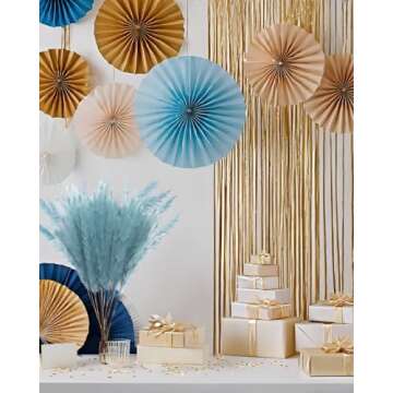 UiiziC Faux Pampas Grass 8 PCS 30"/76cm Dried Fluffy Artificial Flowers Ascendant Grass for Vase Fillers Wedding Party Bouquets Home Hotel Centerpieces Decor (Dusty Blue)