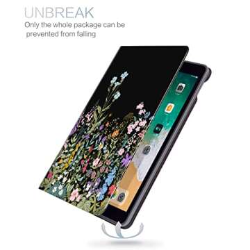 iPad 9Th Generation Case,iPad Case 9Th Generation,iPad 8Th Generation Case,iPad 7Th Generation Case 10.2 Auto Wake/Sleep Multi-Angle Viewing Adjustable Stand Shockproof Black Flowers Floral