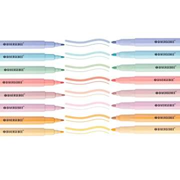 DIVERSEBEE Dual Tip Highlighters and Pens No Bleed, 8 Pack Assorted Colors Quick Dry Cute Markers Se...
