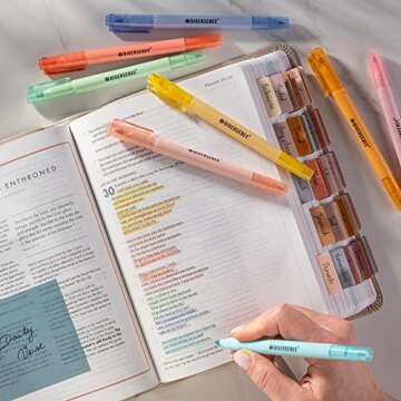 DIVERSEBEE Dual Tip Highlighters and Pens No Bleed, 8 Pack Assorted Colors Quick Dry Cute Markers Set, Bible Study Journaling School Office Supplies, Bible Accessories (Pastel)
