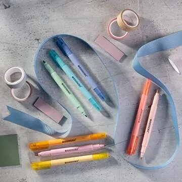 DIVERSEBEE Dual Tip Highlighters and Pens No Bleed, 8 Pack Assorted Colors Quick Dry Cute Markers Set, Bible Study Journaling School Office Supplies, Bible Accessories (Pastel)