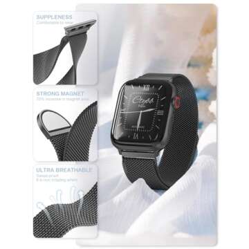 Original Stainless Steel Milanese Loop Compatible with Apple Watch Band 38mm 40mm 41mm 42mm 44mm 45mm 49mm, Magnetic Clasp Replacement Band for iwatch Series Ultra/Ultra2, SE 9 8 7 6 5 4 3 2 1, Women & Men Watch Strap for iWatch