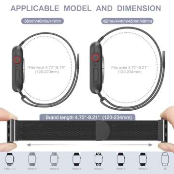 Original Stainless Steel Milanese Loop Compatible with Apple Watch Band 38mm 40mm 41mm 42mm 44mm 45mm 49mm, Magnetic Clasp Replacement Band for iwatch Series Ultra/Ultra2, SE 9 8 7 6 5 4 3 2 1, Women & Men Watch Strap for iWatch