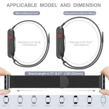 Original Stainless Steel Milanese Loop Compatible with Apple Watch Band 38mm 40mm 41mm 42mm 44mm 45mm 49mm, Magnetic Clasp Replacement Band for iwatch Series Ultra/Ultra2, SE 9 8 7 6 5 4 3 2 1, Women & Men Watch Strap for iWatch